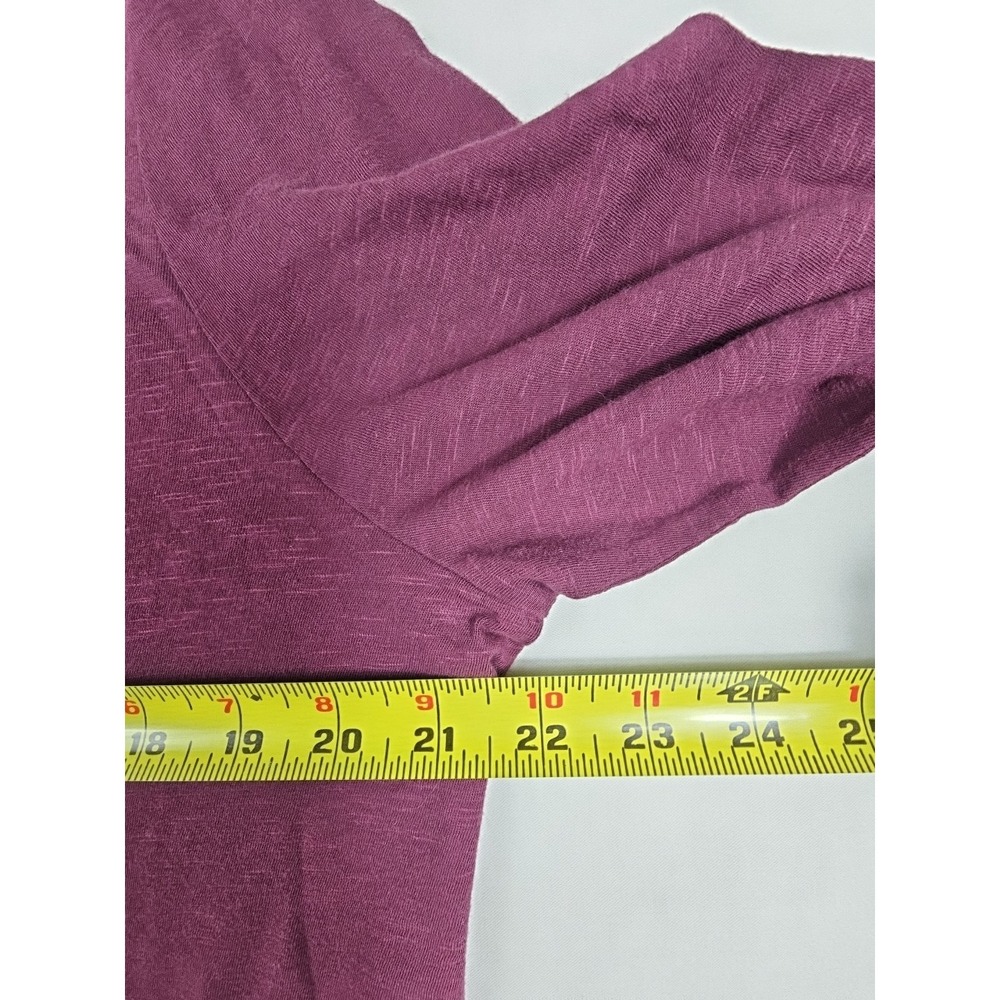LOFT JERSEY Sz XL PLUM BURGUNDY EMBROIDERED TULIPS FLOWERS 3/4 SLEEVE COTTON - Picture 6 of 9